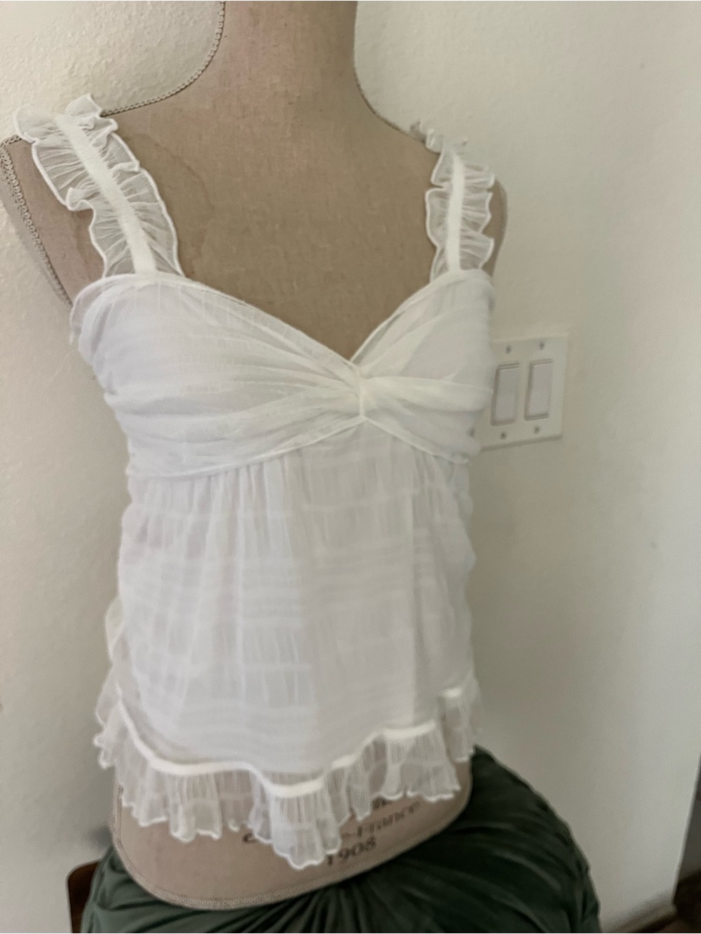 Max Studio White Ruffled Camisole Tank - Picture 2 of 5